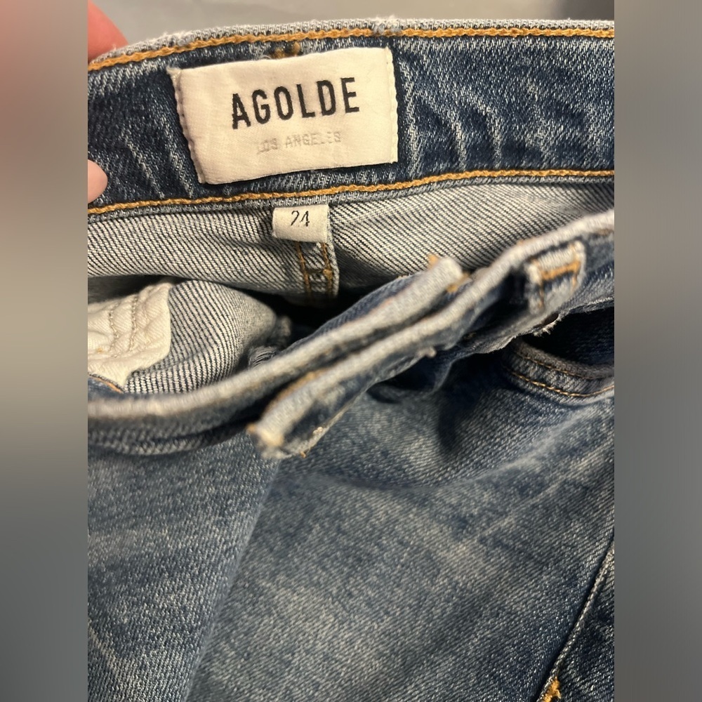 Agolde luxury cinched waist blue jeans size 24 fancy - Picture 2 of 2